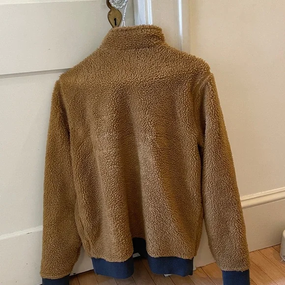 L.L. Bean Tan Fleece Jacket with Navy Accents - Picture 2 of 4
